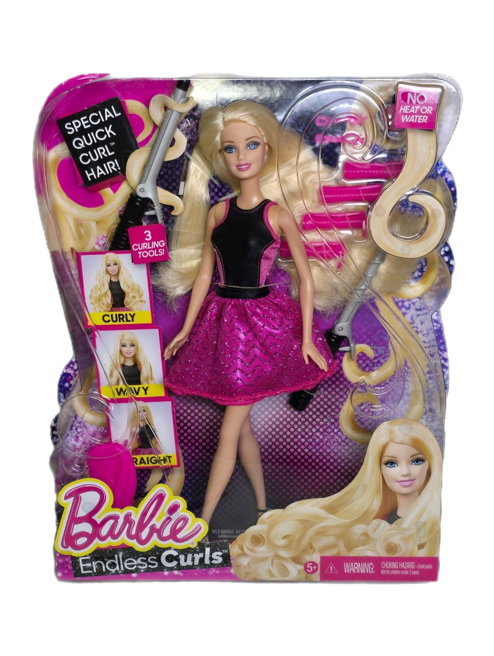 NEW Mattel Barbie Endless Curls Blonde Doll Brand - No Heat Or Water Hair 2013